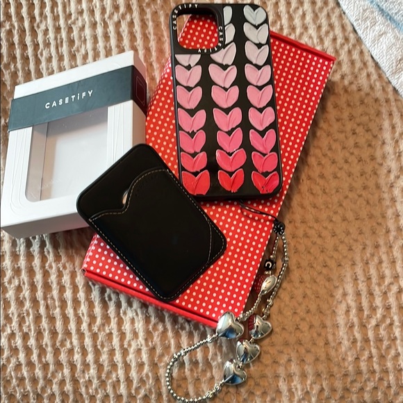 Casetify Heart Case MagSafe with casetify card holder and charm iPhone 12 Pro